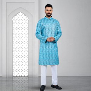 Lubnan Men's Regular Fit Sky Blue Color Casual Panjabi | Infinity Mega Mall