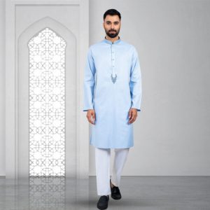 Lubnan Men's Regular Fit Sky Color Panjabi | Infinity Mega Mall