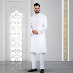 Lubnan Men's Regular Fit White Color Panjabi | Infinity Mega Mall