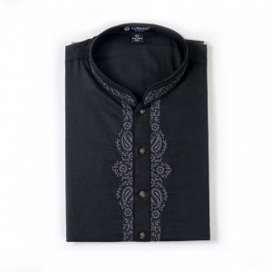 Lubnan Men's Slim Fit Black Color Panjabi | Infinity Mega Mall