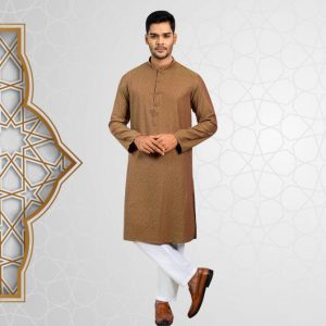 Lubnan Mens Slim Fit Coffee Color Casual Panjabi | Infinity Mega Mall