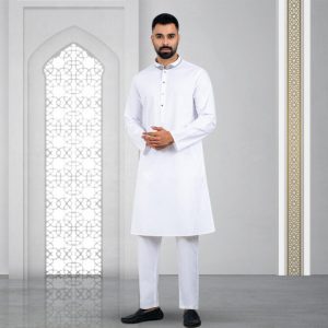 Lubnan Men's Slim Fit White Color Panjabi | Infinity Mega Mall