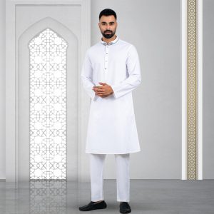 Lubnan Men's Slim Fit White Color Panjabi | Infinity Mega Mall