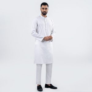 Lubnan Mens White Color Slim Fit Casual Panjabi | Infinity Mega Mall