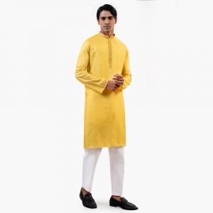 Luxury Yellow Regular Fit Panjabi by LUBNAN | Infinity Mega Mall