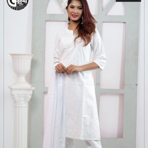 Mother Language Day Special White Color Cotton Kameez Set
