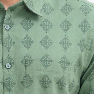 Olive Cotton Short Sleeve Comfort Shirt