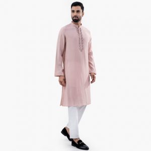 Pink Luxury Embroidered Regular Fit Panjabi by LUBNAN | Infinity Mega Mall
