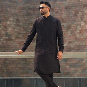 Premium Black Panjabi-Pajama & Waistcoat Set | Infinity Mega Mall