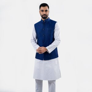 Premium Blue Floral Printed Waistcoat by LUBNAN - LubnanBD