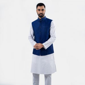 Premium Blue Floral Printed Waistcoat by LUBNAN - LubnanBD