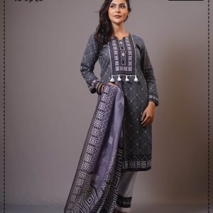 Premium Quality Media Block Digital Printed Black Color Kameez Set