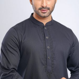 Regular Fit Embroidered Semi-Formal Jacquard Panjabi