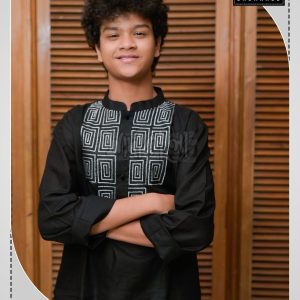 Stylish Block Print & Embroidered Cotton Panjabi for Eid Festival