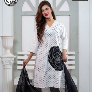 White Color Cotton Kameez Set Specialty of 21st February