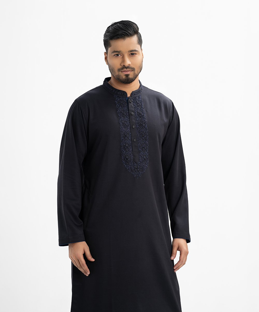 Black Jacquard Premium Fitted Panjabi